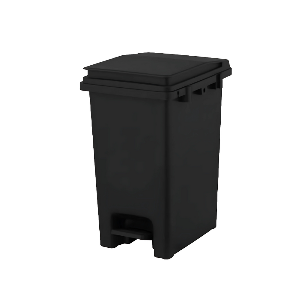 Marcolo brown rattan-style circular trash can or planter.