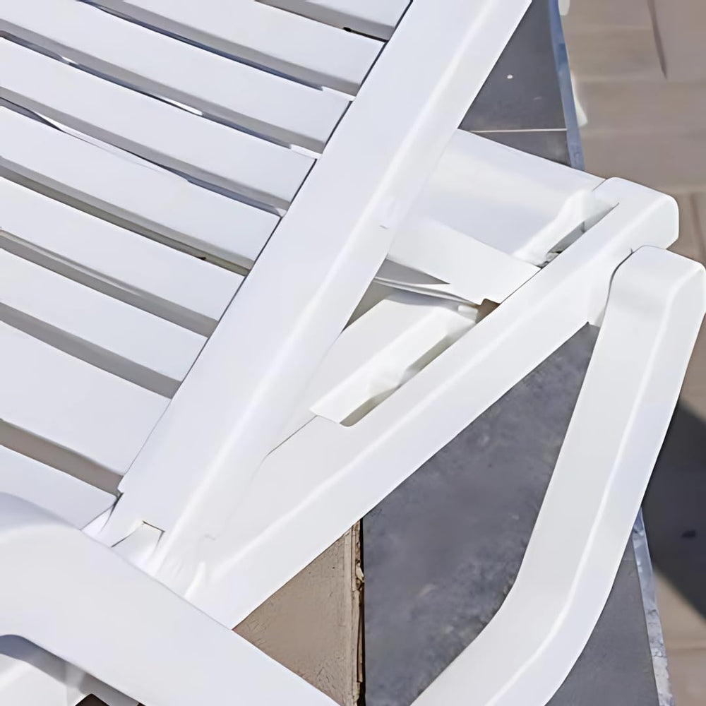 Marcolo white plastic sun lounger backrest adjustment.