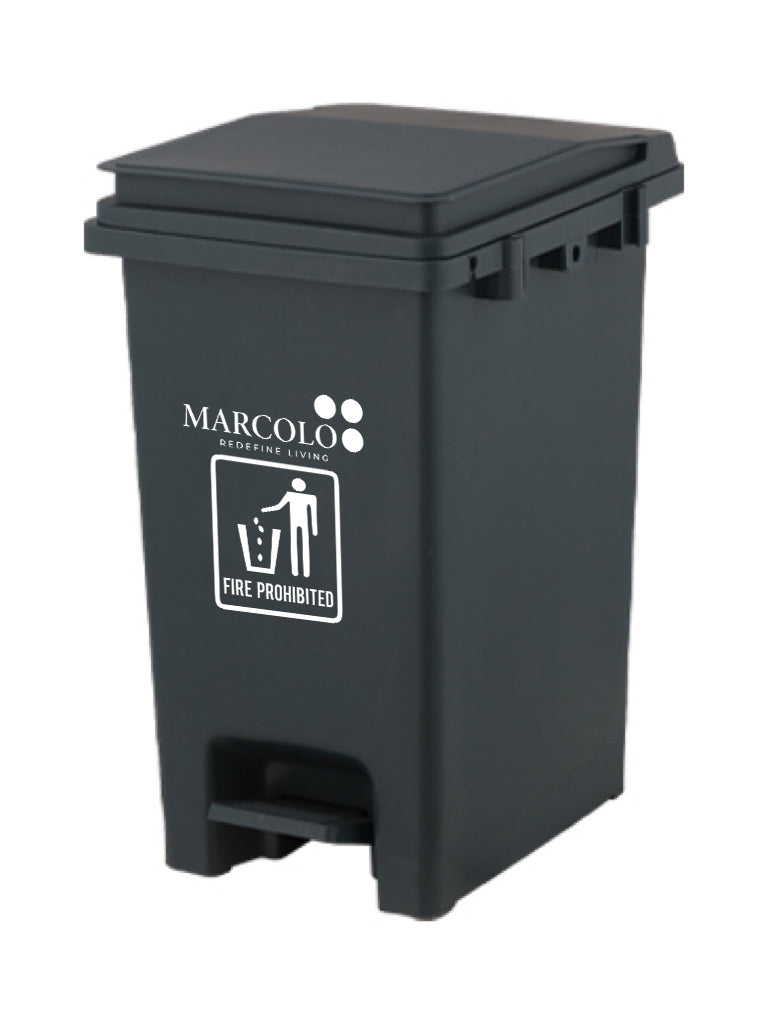 Marcolo black square trash can with foot pedal.
