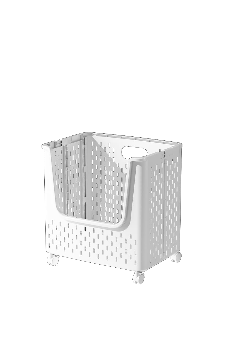 Marcolo white folding rolling storage basket.