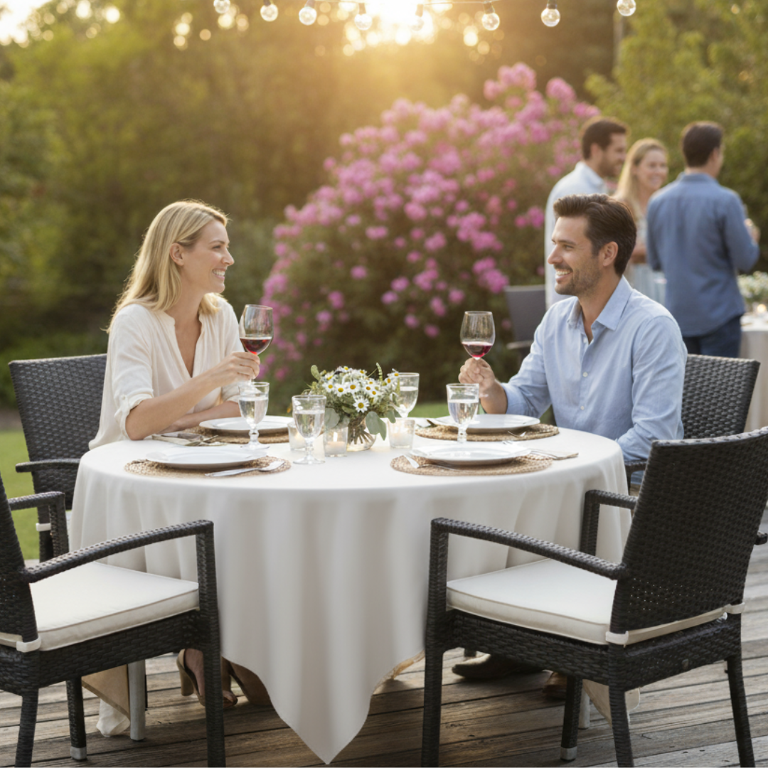 Marcolo round folding table set for outdoor dining with guests – folding tables in Dubai