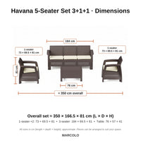 Havana 5-Seater Set 3+1+1 – dimensions