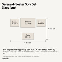 Serena 4-Seater Sofa Set – sizes (cm)