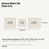 Serena Bistro Set – sizes (cm)