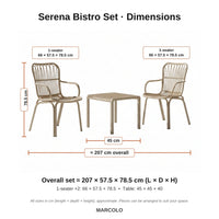 Serena bistro set dimensions – Beige