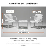 Olea Bistro Set – dimensions