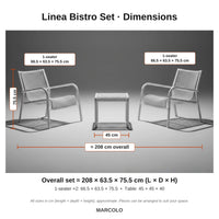 Linea Bistro Set – dimensions