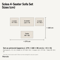 Solea 4-Seater Sofa Set – sizes (cm)