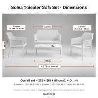 Solea 4-Seater Sofa Set – dimensions