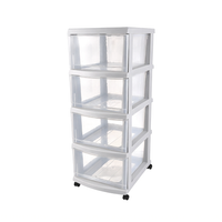 4-Layer Storage Cabinet, 43×34×85 cm – Clear & Grey