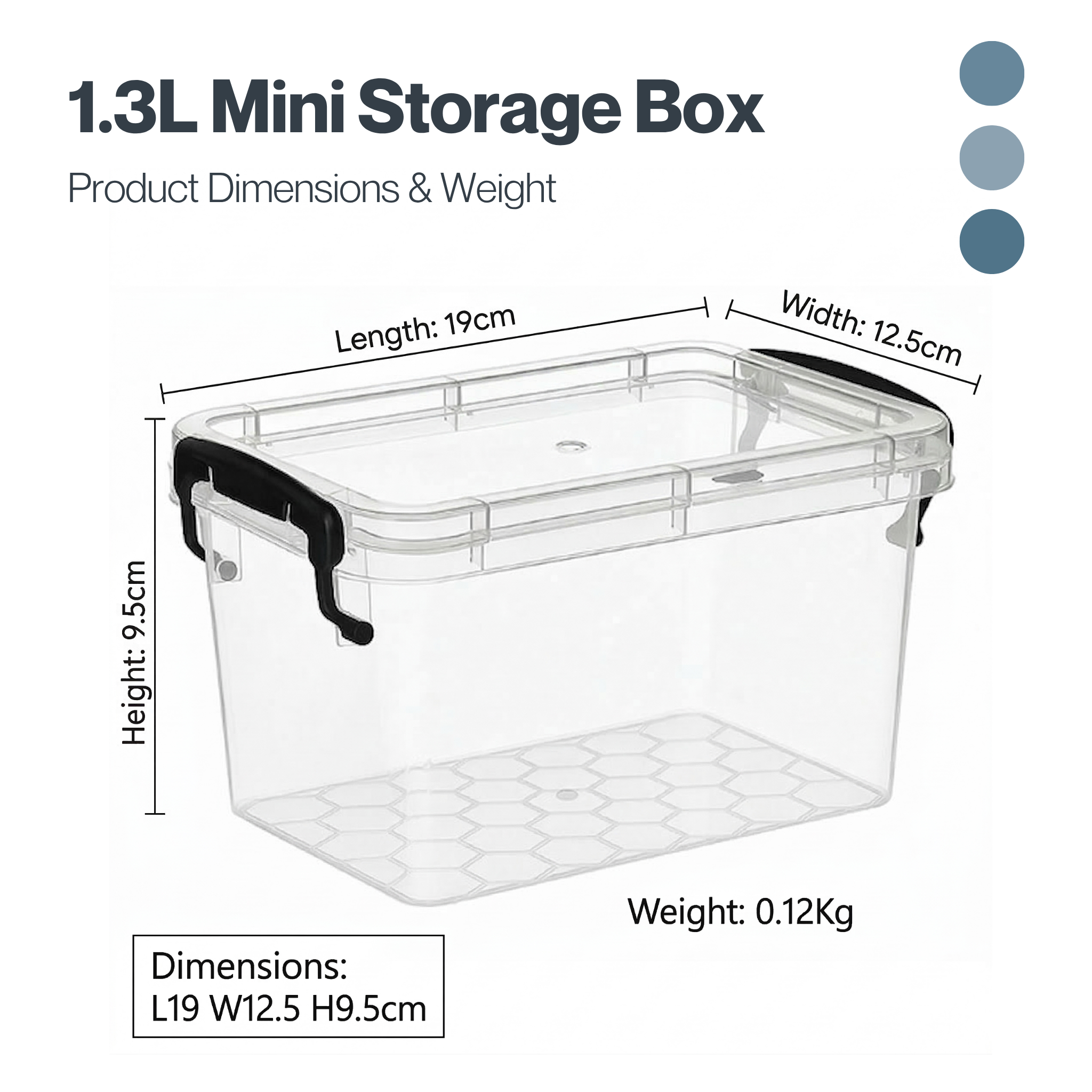 1.3L Plastic Storage Box with Lid – Clear Stackable Organizer with Clip Locks