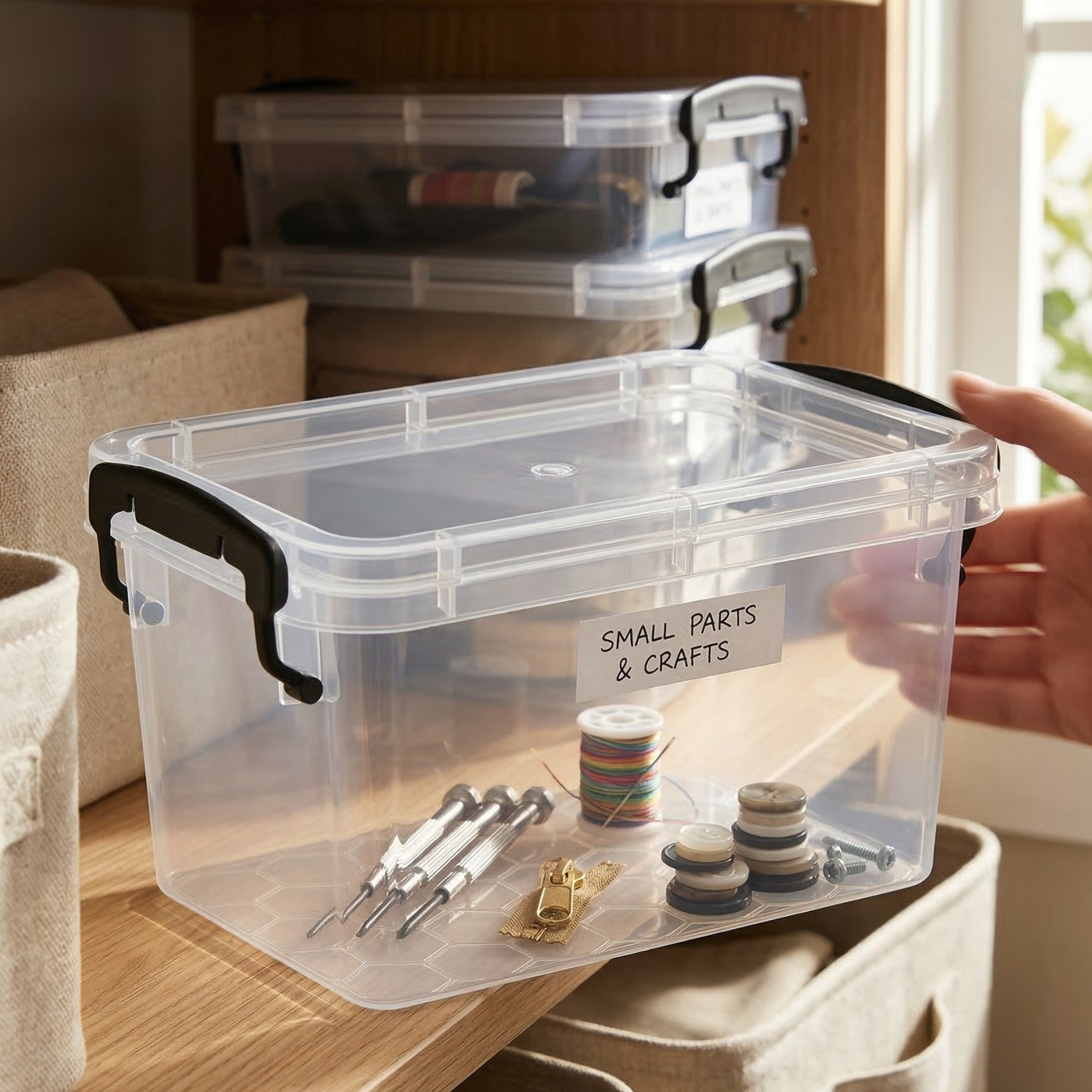 1.3L Plastic Storage Box with Lid – Clear Stackable Organizer with Clip Locks
