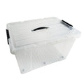 Storage Box 43L Transparent Plastic Organizer with Wheels and Lid Multipurpose Storage Container
