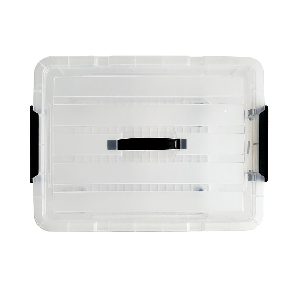 65L Plastic Storage Box with Lid – Transparent Stackable Organizer with Wheels & Handles
