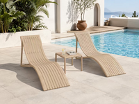 Marcolo Valencia sun lounger set, beige, beside a pool
