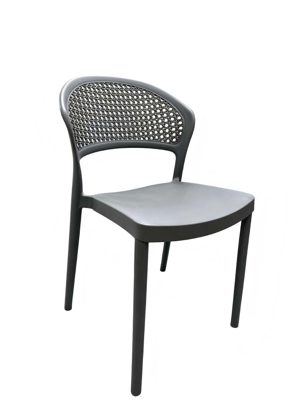 Tivoli Rattan-Style Armless Chair – Grey, angled view