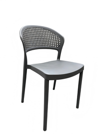 Tivoli Rattan-Style Armless Chair – Grey, angled view