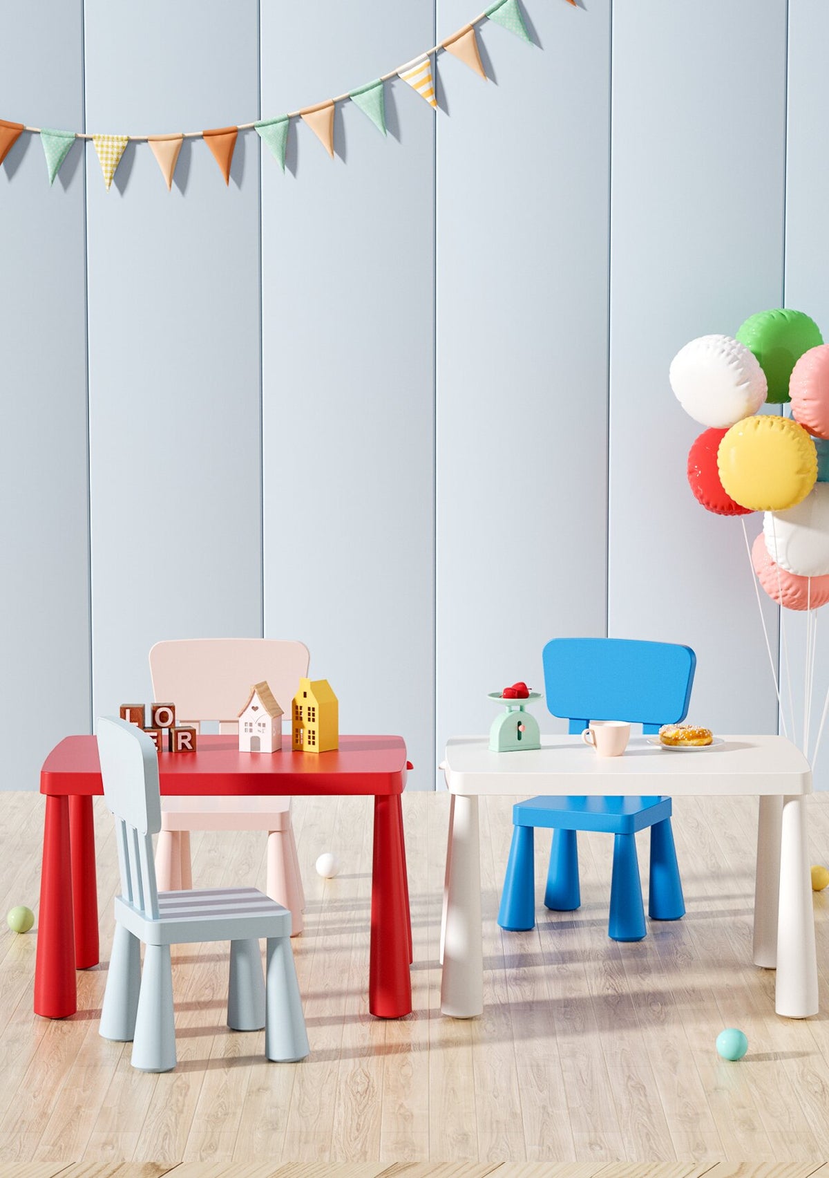 Kids Table & 2 Chairs Set – playroom view