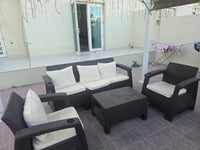 Customer photo: brown Havana 5-seater outdoor sofa set with back cushions on a UAE terrace