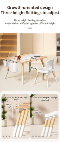 Adjustable Kids Table & 1-Chair Set – table with one chair, three height settings