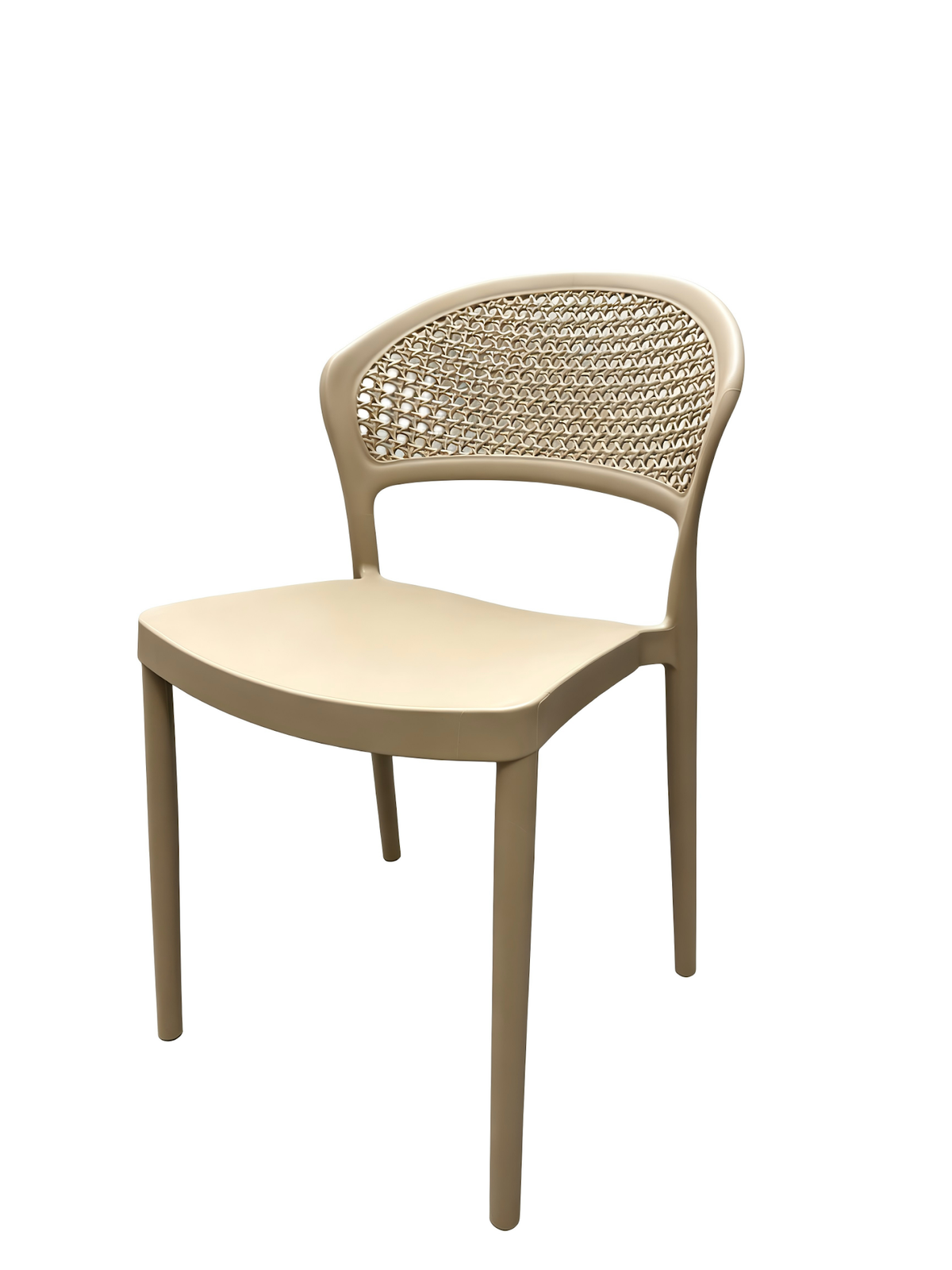 Tivoli Rattan-Style Armless Chair – Beige, side angle