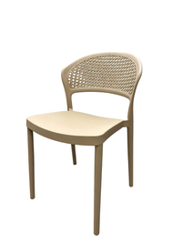 Tivoli Rattan-Style Armless Chair – Beige, side angle