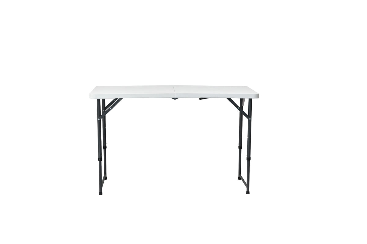 120×60 cm dual-height centerfold folding table – front view, legs at full height