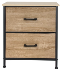 Nova Fabric Drawer Dresser, Oak Look & Black – 2 Drawers, front view