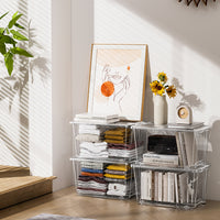 55L Clear Storage Box with Wheels & Locking Lid – stacked in a living room