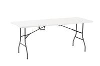 6 ft Folding Table, 180×68×74 cm, White – angled view