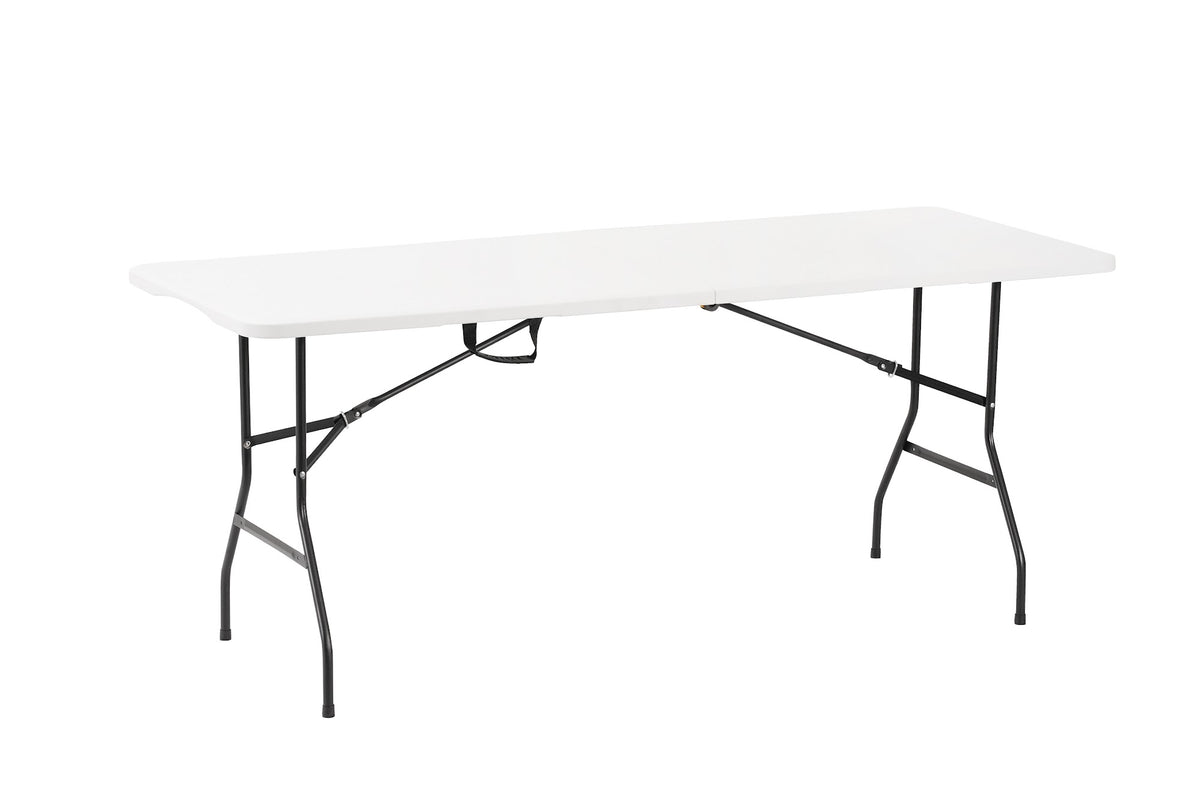 6 ft Folding Table, 180×68×74 cm, White – angled view