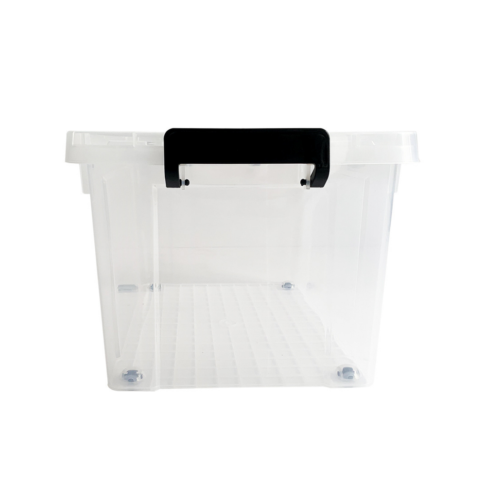 27L Plastic Storage Box with Lid – Transparent Stackable Organizer with Handles
