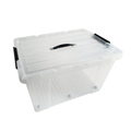 27L Plastic Storage Box with Lid – Transparent Stackable Organizer with Handles