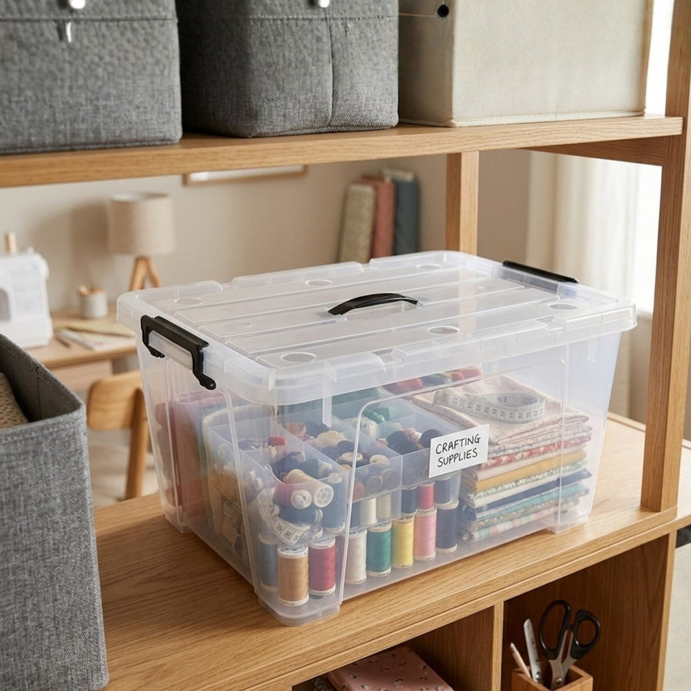 Marcolo 16L transparent storage box used for craft supplies