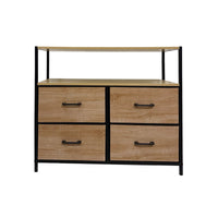 Casa 4-Drawer Fabric Dresser with Open Shelf, 80×30×70 cm, Oak Look – front view
