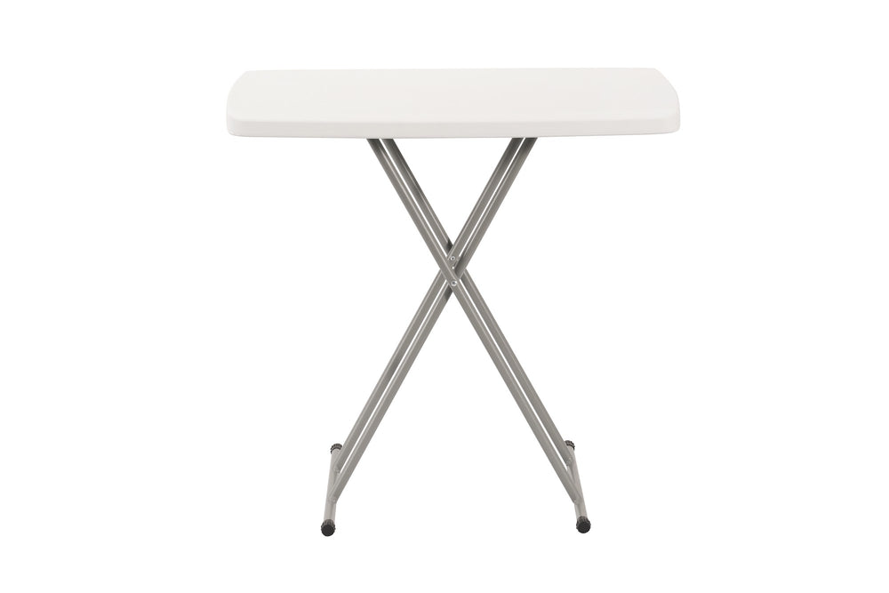 Rectangular Height-Adjustable Folding Table, 76×50 cm, White – front view