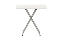 Rectangular Height-Adjustable Folding Table, 76×50 cm, White – front view