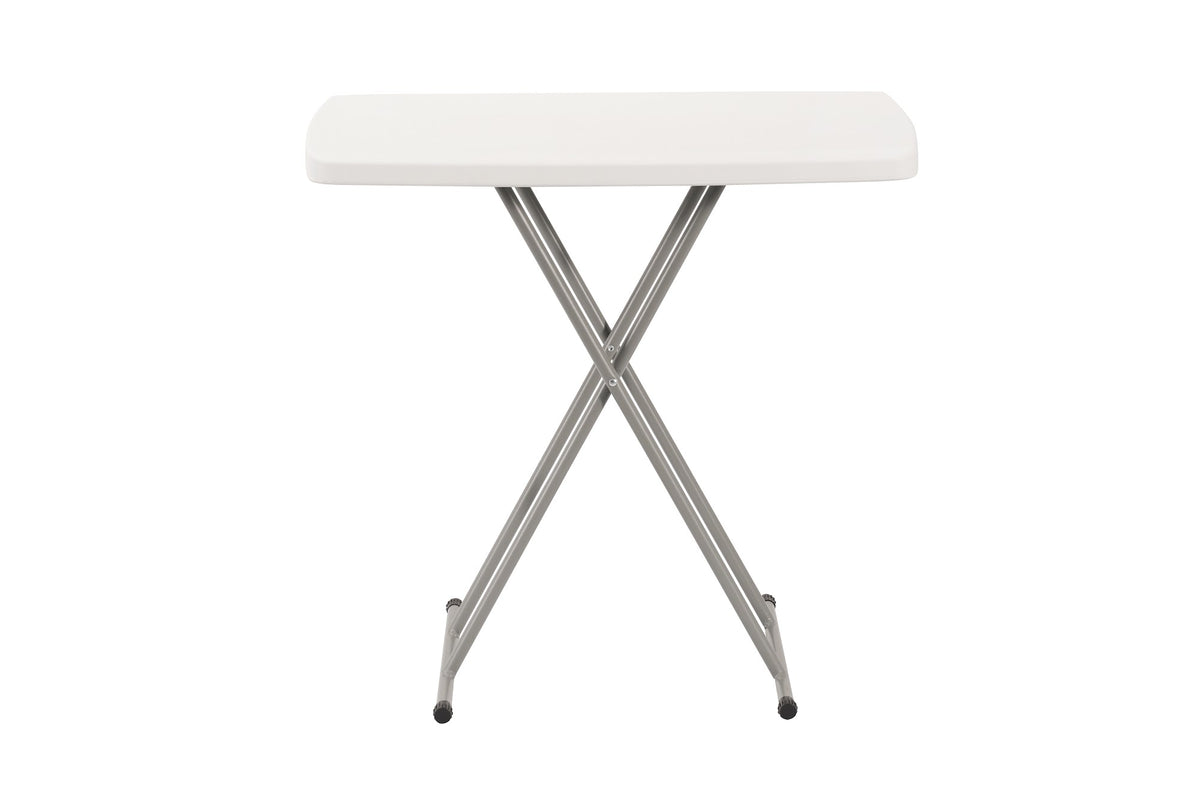 Rectangular Height-Adjustable Folding Table, 76×50 cm, White – front view