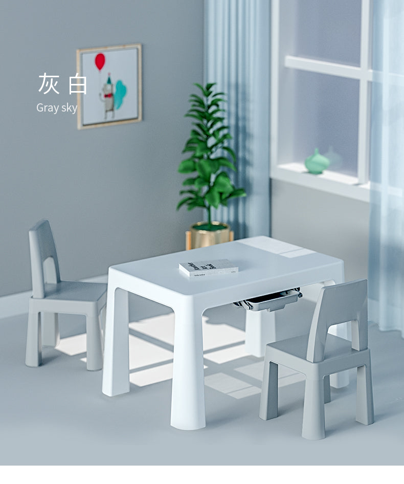 Kids Table and Chairs Set with Storage Drawers – Durable Plastic Play & Study Table with 2 Chairs