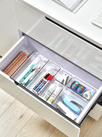 Square Clear Acrylic Drawer Organizer, 15×15×5.5 cm – desk drawer in use