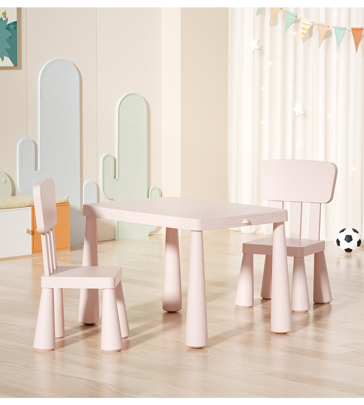 Kids Table & 2 Chairs Set – Pink
