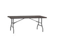 6 ft Woodgrain Folding Table, Black