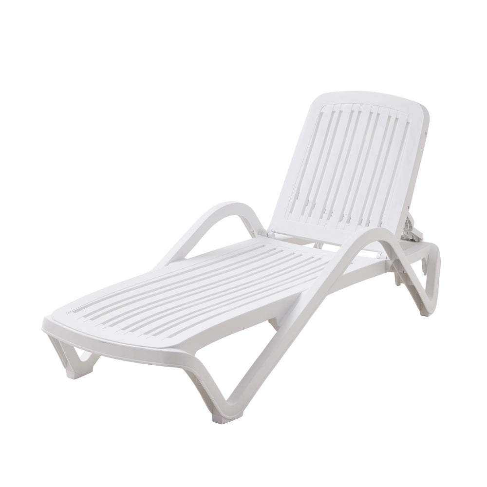 Marbella Sun Lounger, White – angled view