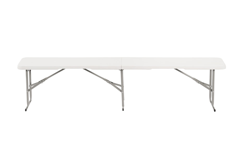 6 ft Rectangular Folding Bench, White – front view