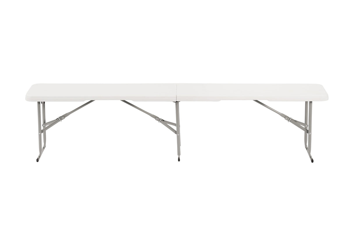 6 ft Rectangular Folding Bench, White – front view