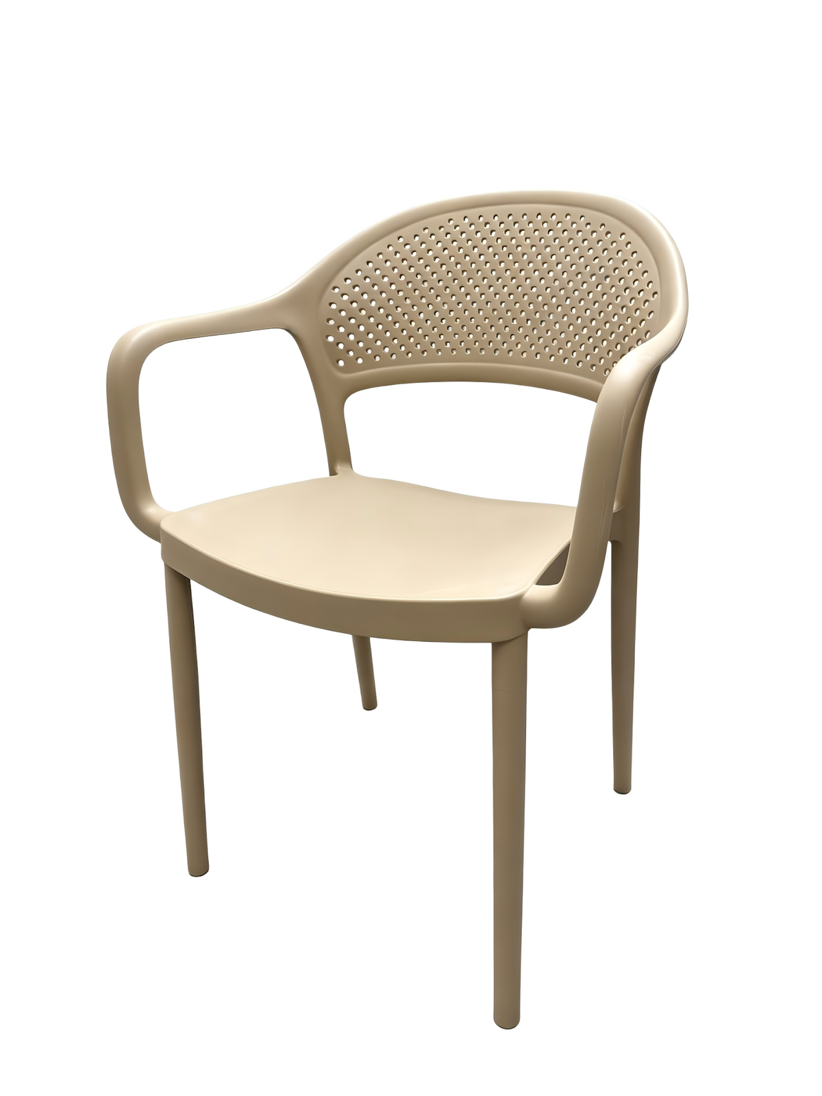Tivoli Rattan-Style Chair with Arms – Beige, side angle