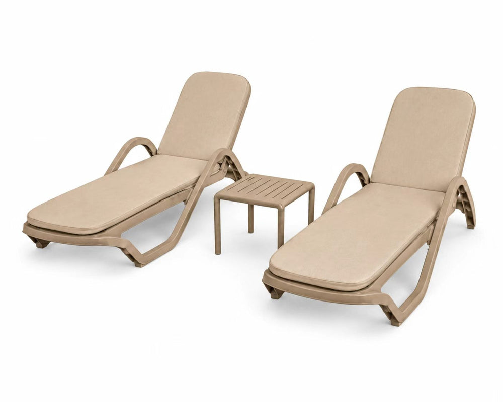 Marcolo Marbella sun lounger set, beige, with beige cushions and an Ibiza side table