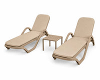 Marcolo Marbella sun lounger set, beige, with beige cushions and an Ibiza side table