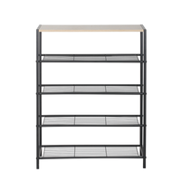 Urban Shoe Rack with Wooden Top – 5 Tiers, front view