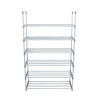 Easy 6-Tier Metal Shoe Rack, 65×30×107 cm, Silver – front view